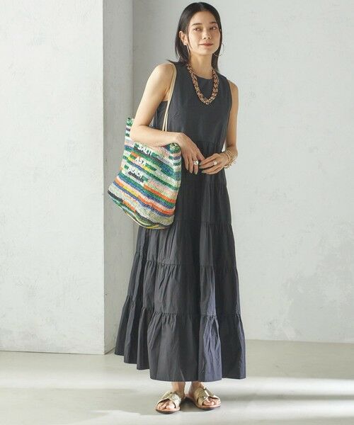 SHIPS / シップス ロング・マキシ丈ワンピース | 〈手洗い可能〉Fanaka:ポプリン ティアード ロング ワンピース | 詳細6