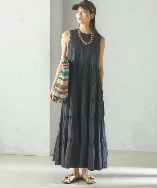 SHIPS / シップス ロング・マキシ丈ワンピース | 〈手洗い可能〉Fanaka:ポプリン ティアード ロング ワンピース | 詳細8