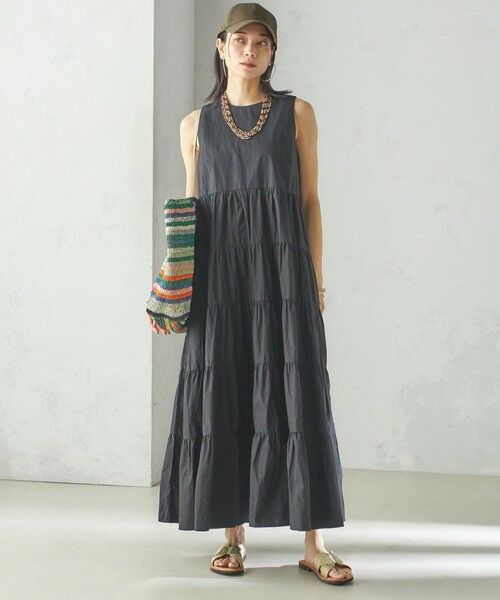 SHIPS / シップス ロング・マキシ丈ワンピース | 〈手洗い可能〉Fanaka:ポプリン ティアード ロング ワンピース | 詳細9