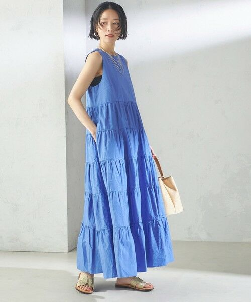 SHIPS / シップス ロング・マキシ丈ワンピース | 〈手洗い可能〉Fanaka:ポプリン ティアード ロング ワンピース | 詳細25