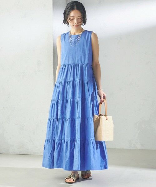 SHIPS / シップス ロング・マキシ丈ワンピース | 〈手洗い可能〉Fanaka:ポプリン ティアード ロング ワンピース | 詳細26