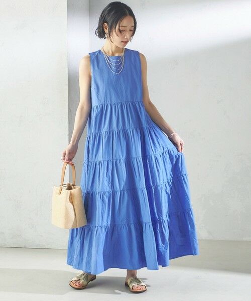 SHIPS for women/シップスウィメン 《予約》〈手洗い可能〉Fanaka:ポプリン ティアード ロング ワンピース ブルー系 ONE SIZE SHIPS for women/シップスウィメン 《予約》〈手洗い可能〉Fanaka:ポプリン ティアード ロング ワンピース ブルー系 ONE SIZE