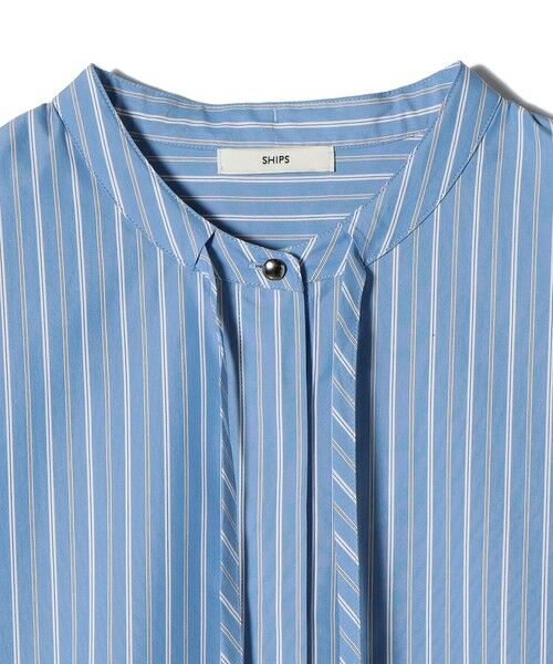 SHIPS / シップス ロング・マキシ丈ワンピース | 〈手洗い可能〉スタンドカラー リボン ストライプ シャツ ワンピース | 詳細17