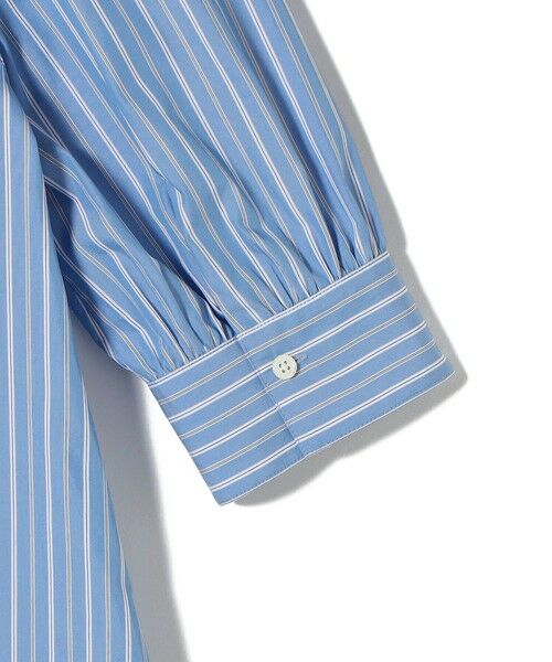 SHIPS / シップス ロング・マキシ丈ワンピース | 〈手洗い可能〉スタンドカラー リボン ストライプ シャツ ワンピース | 詳細21