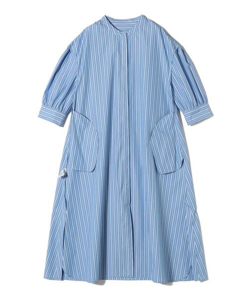 SHIPS / シップス ロング・マキシ丈ワンピース | 〈手洗い可能〉スタンドカラー リボン ストライプ シャツ ワンピース | 詳細22