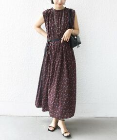 SHIPS / シップス ロング・マキシ丈ワンピース | 〈手洗い可能〉割繊 フラワー プリント ノースリーブ ワンピース