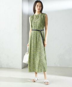 SHIPS / シップス ロング・マキシ丈ワンピース | 〈手洗い可能〉割繊 フラワー プリント ノースリーブ ワンピース