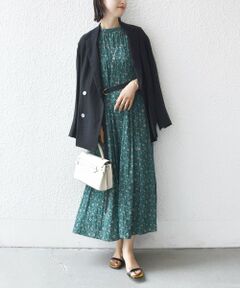 SHIPS / シップス ロング・マキシ丈ワンピース | 〈手洗い可能〉割繊 フラワー プリント ノースリーブ ワンピース