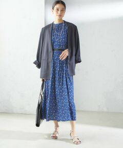SHIPS / シップス ロング・マキシ丈ワンピース | 〈手洗い可能〉割繊 フラワー プリント ノースリーブ ワンピース