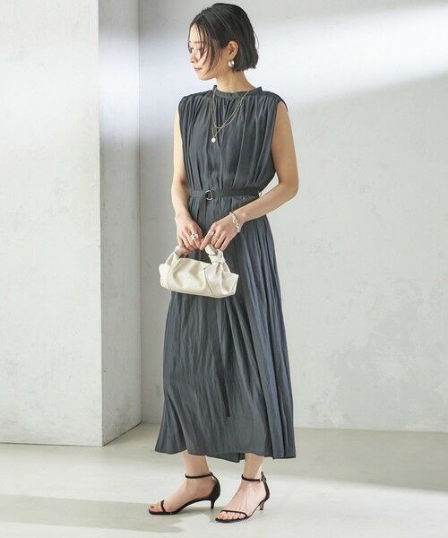 SHIPS / シップス ロング・マキシ丈ワンピース | 〈手洗い可能〉割繊 無地 ノースリーブ ワンピース | 詳細2