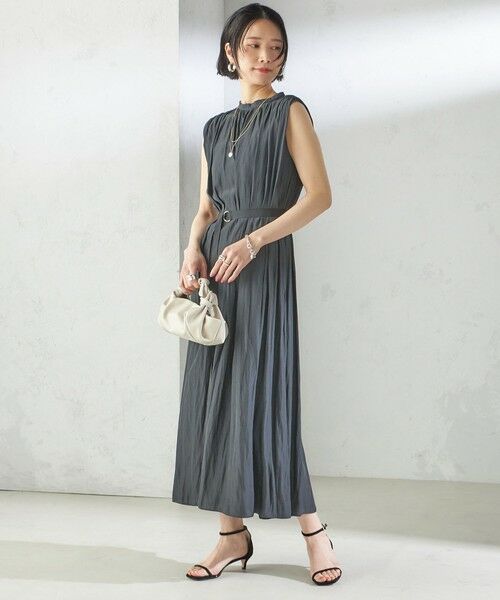 SHIPS / シップス ロング・マキシ丈ワンピース | 〈手洗い可能〉割繊 無地 ノースリーブ ワンピース | 詳細3