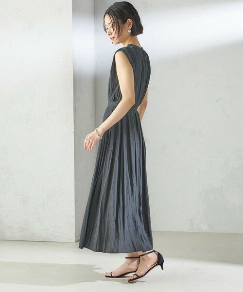 SHIPS / シップス ロング・マキシ丈ワンピース | 〈手洗い可能〉割繊 無地 ノースリーブ ワンピース | 詳細4