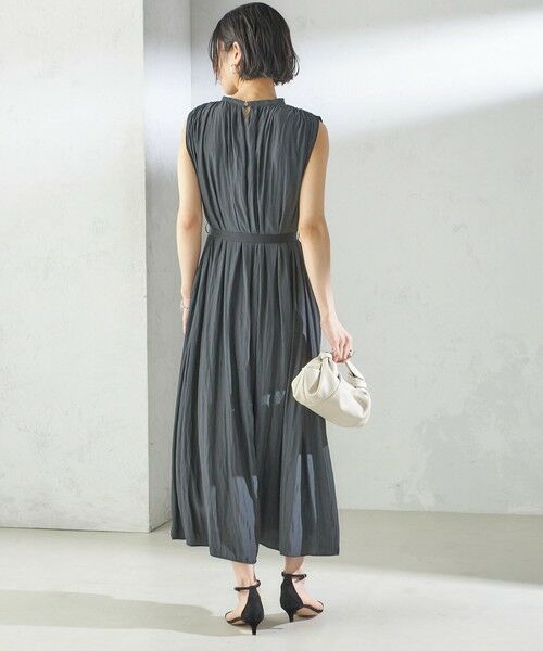 SHIPS / シップス ロング・マキシ丈ワンピース | 〈手洗い可能〉割繊 無地 ノースリーブ ワンピース | 詳細5