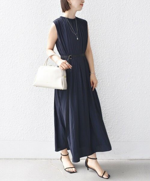 SHIPS / シップス ロング・マキシ丈ワンピース | 〈手洗い可能〉割繊 無地 ノースリーブ ワンピース | 詳細22