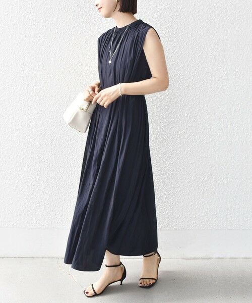 SHIPS / シップス ロング・マキシ丈ワンピース | 〈手洗い可能〉割繊 無地 ノースリーブ ワンピース | 詳細20
