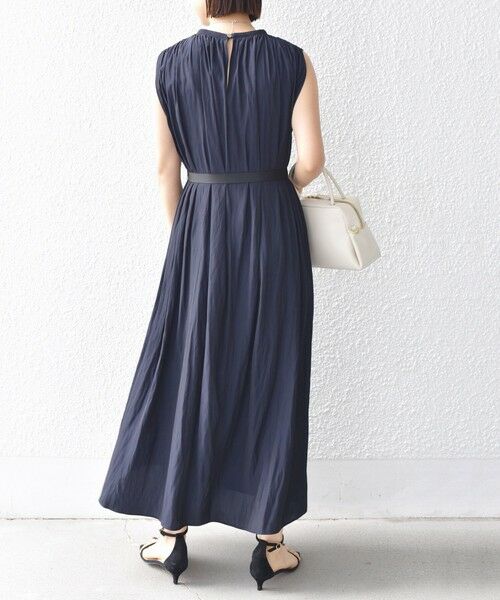 SHIPS / シップス ロング・マキシ丈ワンピース | 〈手洗い可能〉割繊 無地 ノースリーブ ワンピース | 詳細21