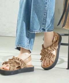 SHIPS / シップス サンダル | 【WEB限定】クロス フリル プラット フォーム サンダル