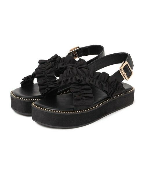 3.1 phillip lim オシャレなビーズ装飾 黒 サンダル 38 24 セール】 【CLASSY.6月号掲載】ビジュー フラット サンダル