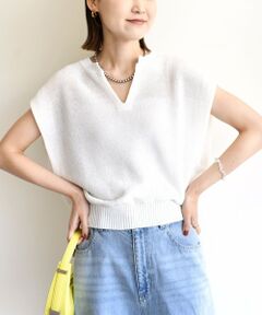 SHIPS / シップス ニット・セーター | 〈手洗い可能〉ポリエステル 麻 スキッパー プルオーバー