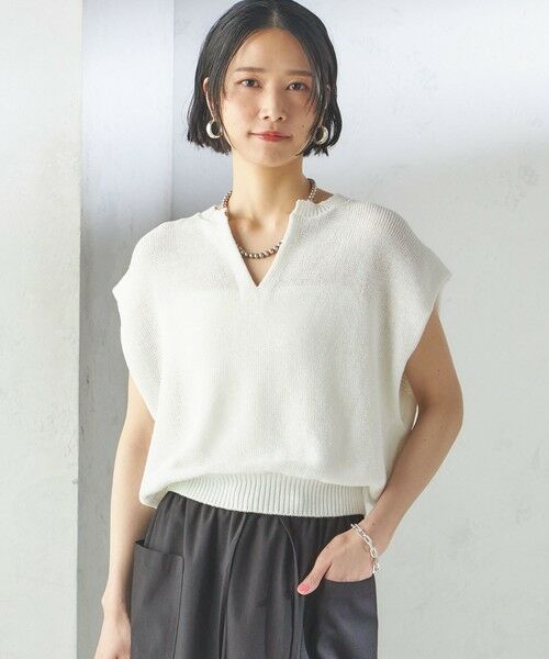 SHIPS / シップス ニット・セーター | 〈手洗い可能〉ポリエステル 麻 スキッパー プルオーバー | 詳細19