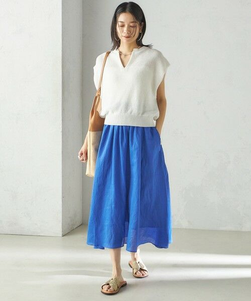 SHIPS / シップス ニット・セーター | 〈手洗い可能〉ポリエステル 麻 スキッパー プルオーバー | 詳細2