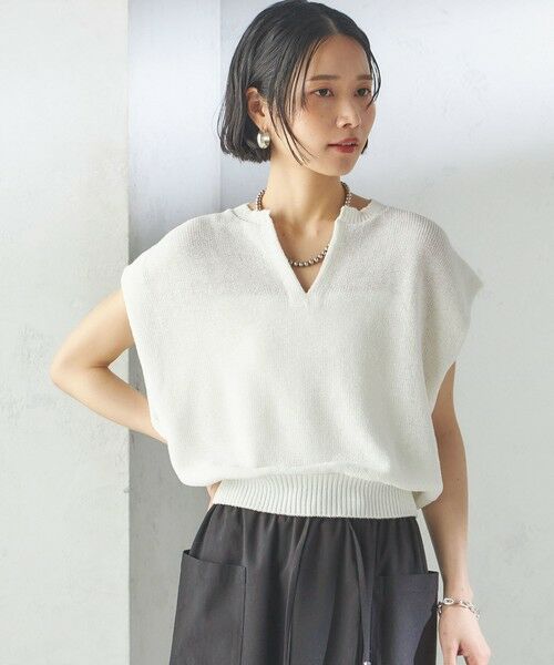 SHIPS / シップス ニット・セーター | 〈手洗い可能〉ポリエステル 麻 スキッパー プルオーバー | 詳細24