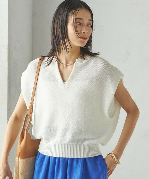 SHIPS / シップス ニット・セーター | 〈手洗い可能〉ポリエステル 麻 スキッパー プルオーバー | 詳細8