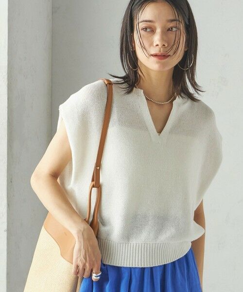 SHIPS for women/シップスウィメン 《予約》〈手洗い可能〉ポリエステル 麻 スキッパー プルオーバー ホワイト ONE SIZE SHIPS for women/シップスウィメン 《予約》〈手洗い可能〉ポリエステル 麻 スキッパー プルオーバー ホワイト ONE SIZE