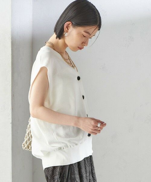 SHIPS / シップス ベスト | 〈接触冷感 / 手洗い可能〉アイスコットン フレンチ スリーブ ジレ カーディガン | 詳細10