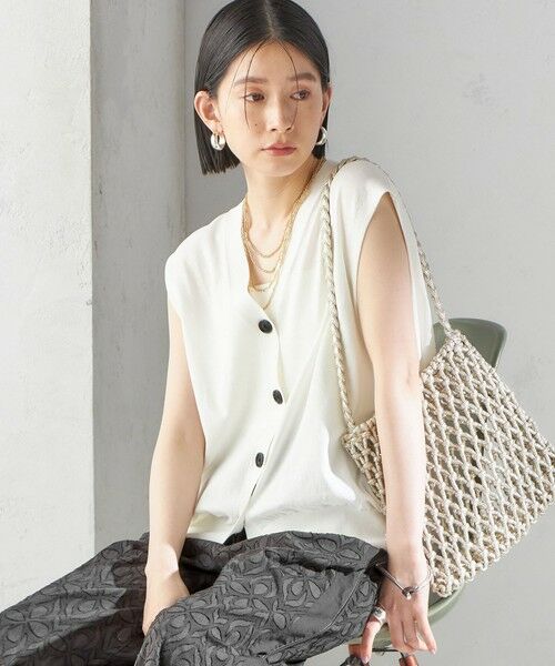 SHIPS / シップス ベスト | 〈接触冷感 / 手洗い可能〉アイスコットン フレンチ スリーブ ジレ カーディガン | 詳細11