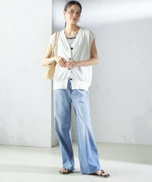 SHIPS / シップス ベスト | 〈接触冷感 / 手洗い可能〉アイスコットン フレンチ スリーブ ジレ カーディガン | 詳細12