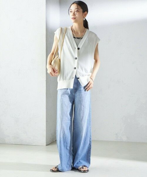 SHIPS / シップス ベスト | 〈接触冷感 / 手洗い可能〉アイスコットン フレンチ スリーブ ジレ カーディガン | 詳細13