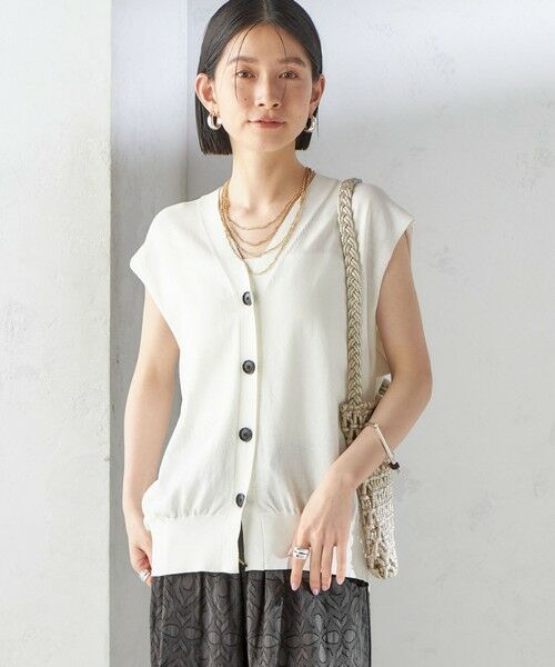 SHIPS / シップス ベスト | 〈接触冷感 / 手洗い可能〉アイスコットン フレンチ スリーブ ジレ カーディガン | 詳細6