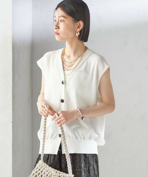 SHIPS / シップス ベスト | 〈接触冷感 / 手洗い可能〉アイスコットン フレンチ スリーブ ジレ カーディガン | 詳細7