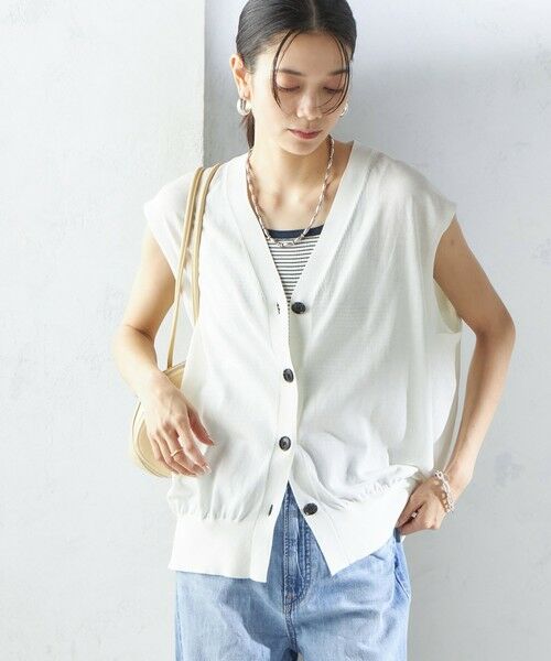 SHIPS for women/シップスウィメン 〈接触冷感 / 手洗い可能〉アイスコットン フレンチ スリーブ ジレ カーディガン オフホワイト ONE SIZE SHIPS for women/シップスウィメン 〈接触冷感 / 手洗い可能〉アイスコットン フレンチ スリーブ ジレ カーディガン オフホワイト ONE SIZE