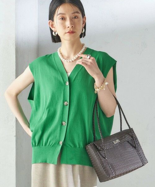 SHIPS for women/シップスウィメン 〈接触冷感 / 手洗い可能〉アイスコットン フレンチ スリーブ ジレ カーディガン グリーン ONE SIZE SHIPS for women/シップスウィメン 〈接触冷感 / 手洗い可能〉アイスコットン フレンチ スリーブ ジレ カーディガン グリーン ONE SIZE