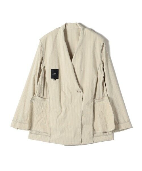 SHIPS / シップス テーラードジャケット | SHIPS Primary Navy Label:麻混 ストライプ ストレッチ ダブル ジャケット | 詳細2