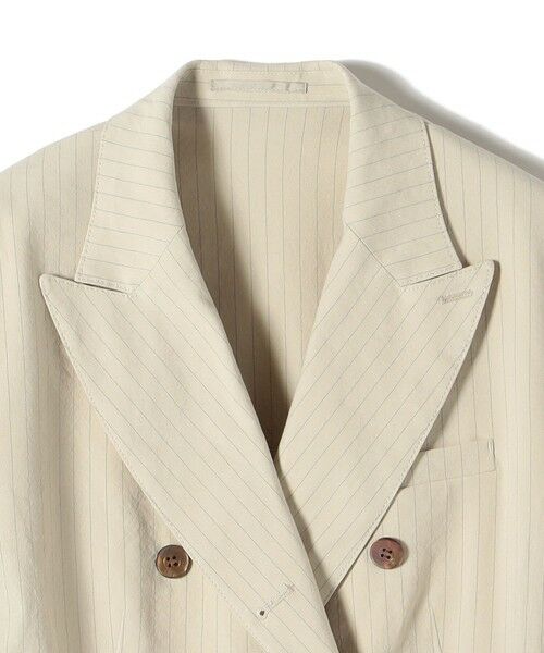 SHIPS / シップス テーラードジャケット | SHIPS Primary Navy Label:麻混 ストライプ ストレッチ ダブル ジャケット | 詳細4