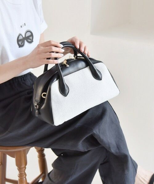 SHIPS for women/シップスウィメン quaranciel: ダブルジップ デザイン ボストン ショルダー バッグ ブラック ONE SIZE SHIPS for women/シップスウィメン quaranciel: ダブルジップ デザイン ボストン ショルダー バッグ ブラック ONE SIZE