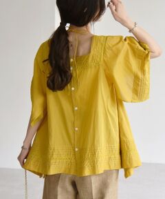 SHIPS / シップス シャツ・ブラウス | quaranciel:〈洗濯機可能〉コットン レース ライン スクエア ネック ブラウス