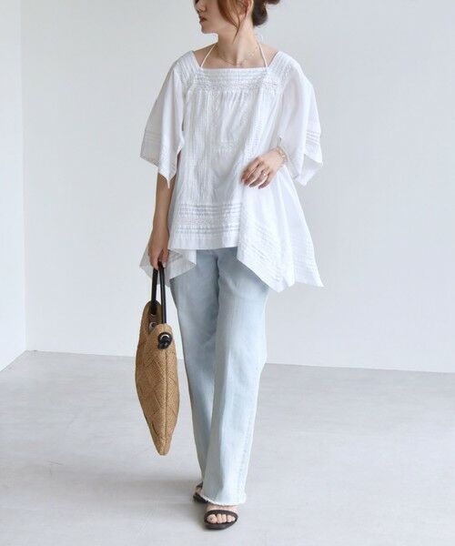 SHIPS / シップス シャツ・ブラウス | quaranciel:〈洗濯機可能〉コットン レース ライン スクエア ネック ブラウス | 詳細1