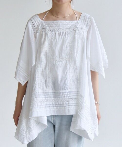 SHIPS / シップス シャツ・ブラウス | quaranciel:〈洗濯機可能〉コットン レース ライン スクエア ネック ブラウス | 詳細11