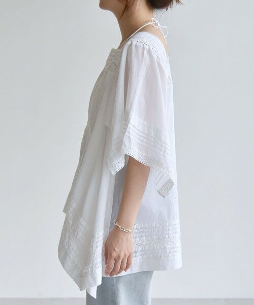 SHIPS / シップス シャツ・ブラウス | quaranciel:〈洗濯機可能〉コットン レース ライン スクエア ネック ブラウス | 詳細12