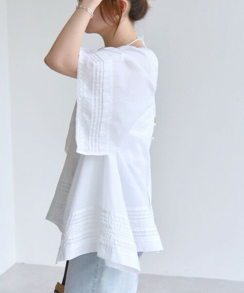 SHIPS / シップス シャツ・ブラウス | quaranciel:〈洗濯機可能〉コットン レース ライン スクエア ネック ブラウス | 詳細4