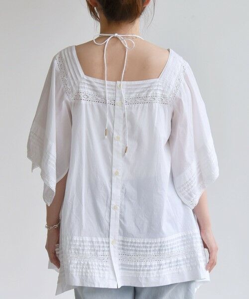 SHIPS / シップス シャツ・ブラウス | quaranciel:〈洗濯機可能〉コットン レース ライン スクエア ネック ブラウス | 詳細13