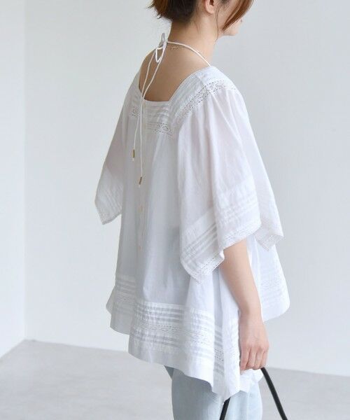 SHIPS / シップス シャツ・ブラウス | quaranciel:〈洗濯機可能〉コットン レース ライン スクエア ネック ブラウス | 詳細7