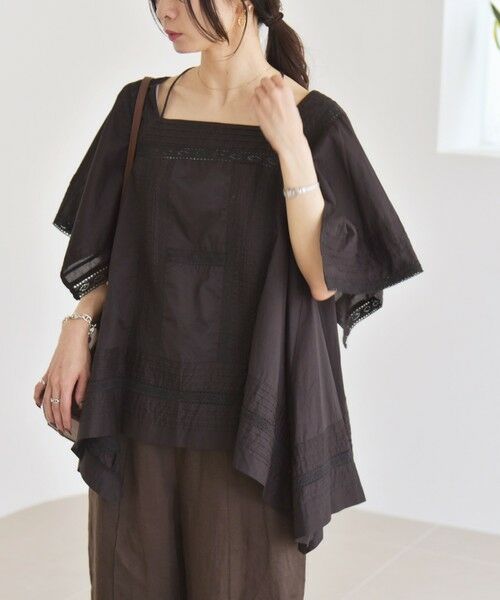 SHIPS / シップス シャツ・ブラウス | quaranciel:〈洗濯機可能〉コットン レース ライン スクエア ネック ブラウス | 詳細17