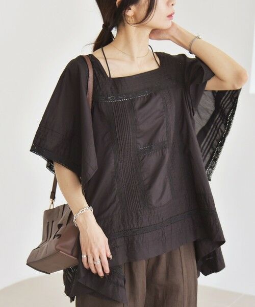 SHIPS / シップス シャツ・ブラウス | quaranciel:〈洗濯機可能〉コットン レース ライン スクエア ネック ブラウス | 詳細22