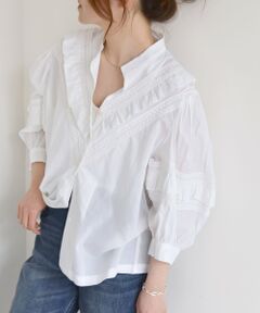 SHIPS / シップス シャツ・ブラウス | quaranciel:〈洗濯機可能〉コットン レース ライン フリル パフスリーブ ブラウス