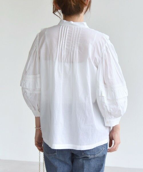 SHIPS / シップス シャツ・ブラウス | quaranciel:〈洗濯機可能〉コットン レース ライン フリル パフスリーブ ブラウス | 詳細8